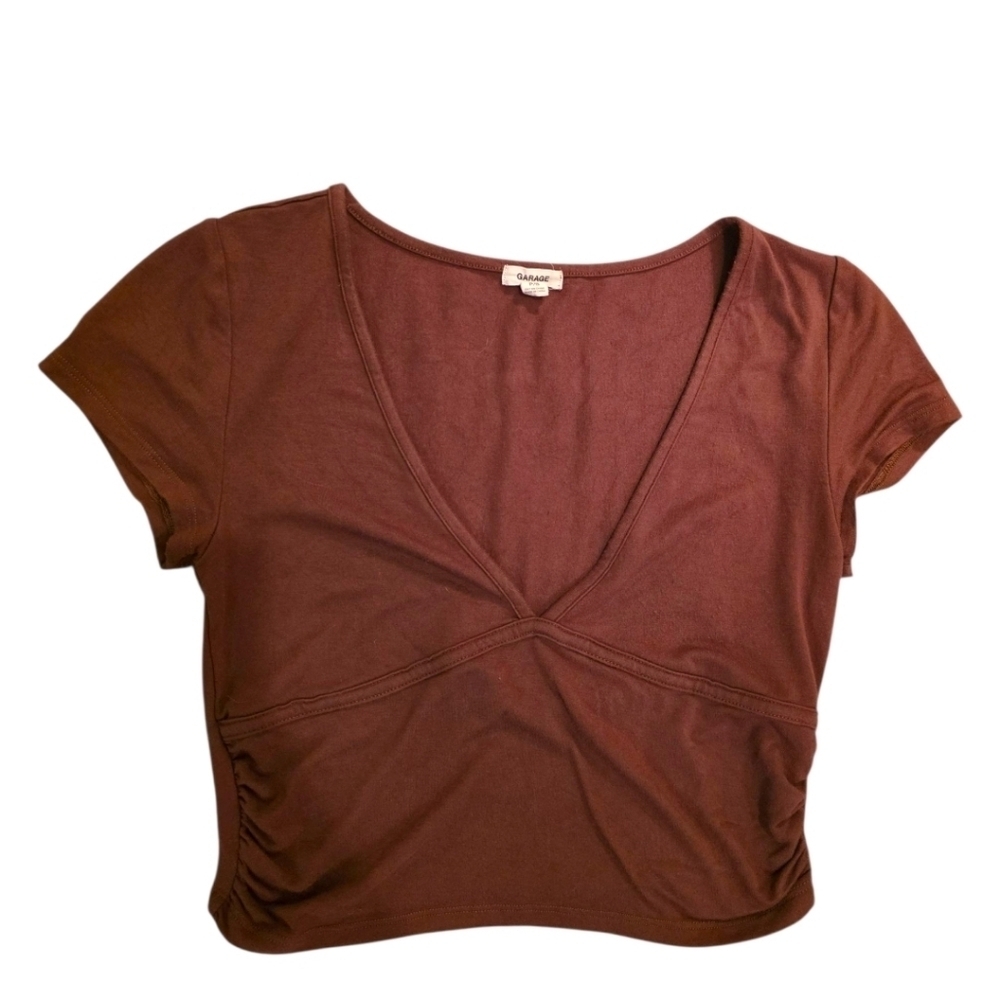 Garage Deep V Chocolate Brown Top